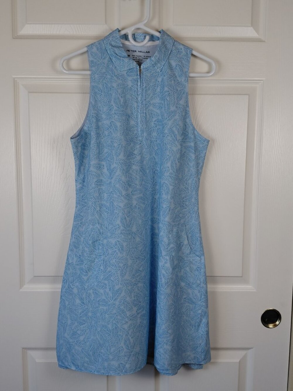 Peter Millar Blue Palm Sport Sleeveless UPF 50+ Golf Dress Size M